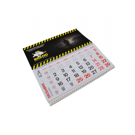Calendar perete Triptic pliat – rosu/albastru, personalizare corporate [1]