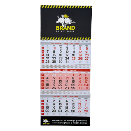 Hartie copiator si produse tipografice - Calendar perete triptic pliat rigid – personalizare sus/jos