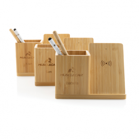 Calgary incarcator wireless 10W din bambus FSC® cu suport pentru birou [8]