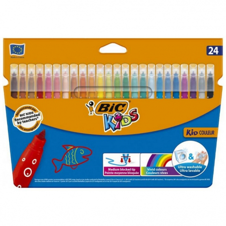 Carioci 24 culori /set Bic Kid Couleur ultralavabile
