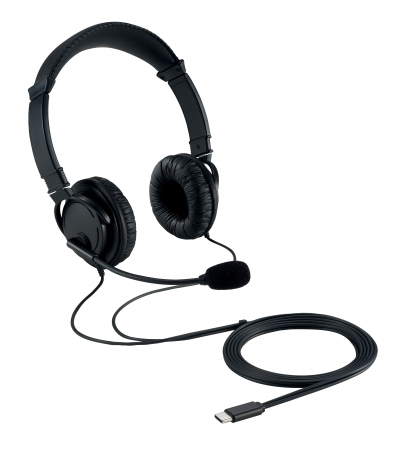 Audio - Casti Kensington, reglabile, microfon cu anulare sunet inclus, conexiune cablu USB-C 1.8 m, negru
