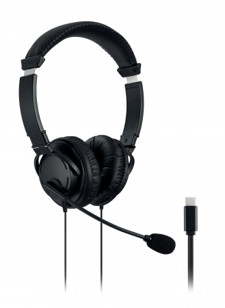 Casti Kensington, reglabile, microfon cu anulare sunet inclus, conexiune cablu USB-C 1.8 m, negru [1]