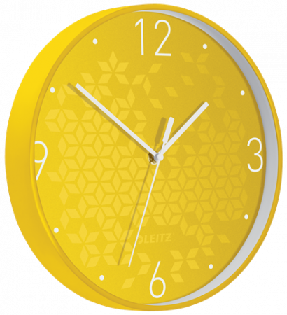Ceas de perete Leitz WOW, silentios, 29 cm, galben [0]