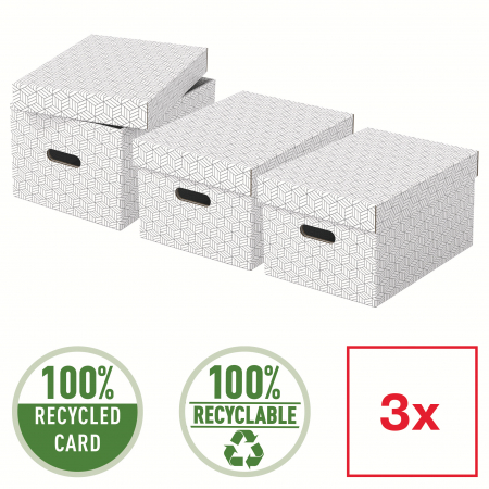 Arhivare si depozitare - Cutie depozitare Esselte Home Recycled, M, carton, set 3 buc