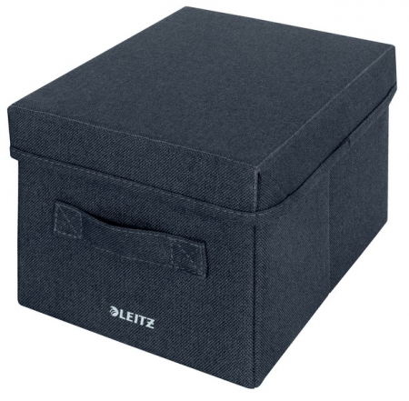 Arhivare si depozitare - Cutie depozitare Leitz, material textil, pliabila, cu capac si maner, 19x28x16 cm, 2 buc/set, gri-carbune