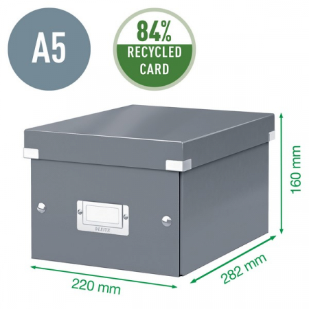 Cutie depozitare Leitz WOW Click & Store, carton laminat, pliabila, cu capac, 22x16x28 cm [6]
