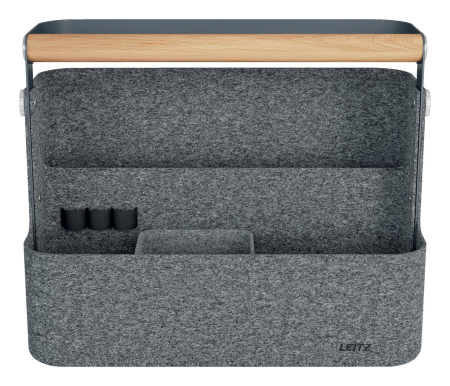 Cutie organizator portabila textila cu suport prindere birou negru Leitz [7]