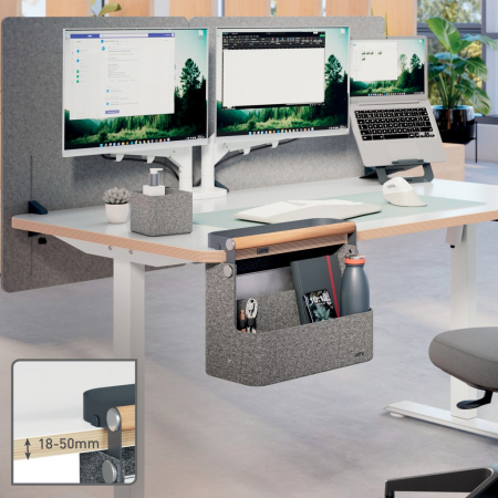 Cutie organizator portabila textila cu suport prindere birou negru Leitz [2]