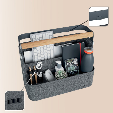 Cutie organizator portabila textila cu suport prindere birou negru Leitz [3]