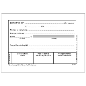 Formulare tipizate - Dispozitie de plata catre casierie A6, 100 file, print f/v