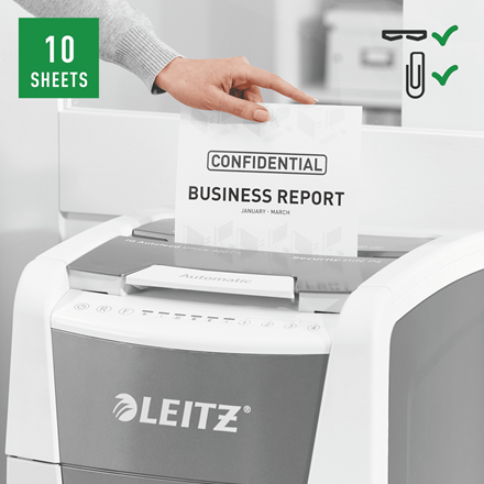 Distrugator pentru documente Leitz IQ Slim Home Office, P4, cross-cut(confetti) [8]
