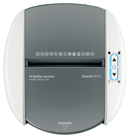 Distrugator documente automat Leitz OptiMax Home Office, P4, cross-cut (confeti), 150 coli, cos 15L, alb-gri [3]
