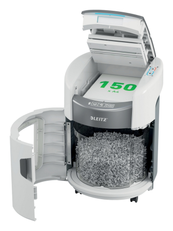 Distrugator documente automat Leitz OptiMax Home Office, P4, cross-cut (confeti), 150 coli, cos 15L, alb-gri [1]