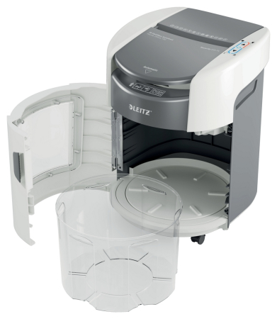 Distrugator documente automat Leitz OptiMax Home Office, P4, cross-cut (confeti), 150 coli, cos 15L, alb-gri [2]