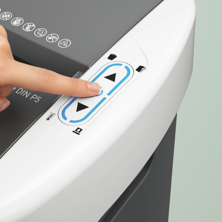 Distrugator documente automat Leitz OptiMax Home Office, P5, micro-cut (particule), 150 coli, cos 15L, alb-gri [6]
