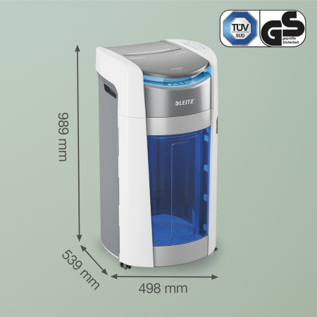Distrugator documente automat Leitz OptiMax Office Pro, P5, Micro-cut (particule), 600 coli, cos 50L, alb-gri [7]