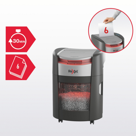 Distrugator documente automat REXEL SHREDMAX 150M, P5, micro-cut (particule), 150 coli, cos 15L, negru-gri [2]