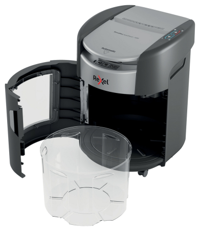 Distrugator documente automat REXEL SHREDMAX 150M, P5, micro-cut (particule), 150 coli, cos 15L, negru-gri [3]