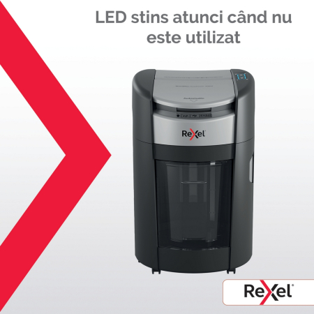 Distrugator documente automat REXEL SHREDMAX 200M, P5, micro-cut (particule), 200 coli, cos 21L negru-gri [5]