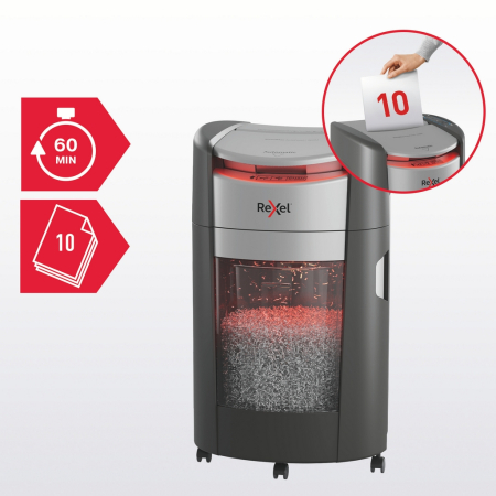 Distrugator documente automat REXEL SHREDMAX 300X, P4, cross-cut (confeti), 300 coli, cos 25L, negru- gri [2]