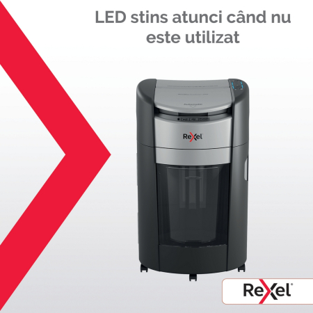 Distrugator documente automat REXEL SHREDMAX 300X, P4, cross-cut (confeti), 300 coli, cos 25L, negru- gri [7]