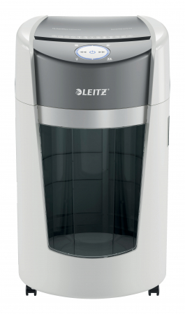 Distrugator documente manual Leitz IQ OptiMax Office, P5, micro-cut (particule), 10 coli, cos 35l, alb-gri [8]