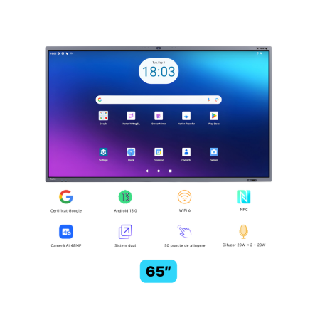 Ecran interactiv HORION 65M6APro, 65 inch, 8GB DDR4 + 128GB Standard, Android 13, A31D2, octa core A [1]