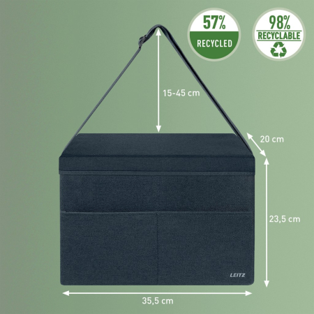 Geanta Leitz Compacta din material textil cu capac, gri catifea, pliabila [1]