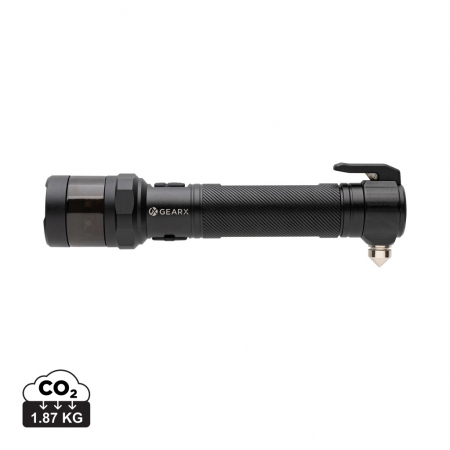 Lanterne - Lanterna auto Gear X din aluminiu reciclat RCS – 500 lumeni, cutter si ciocan geam