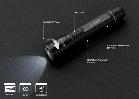 Lanterna Gear X RCS aluminiu reciclat – 100 lumeni, reincarcabila USB-C, IPX4 [8]