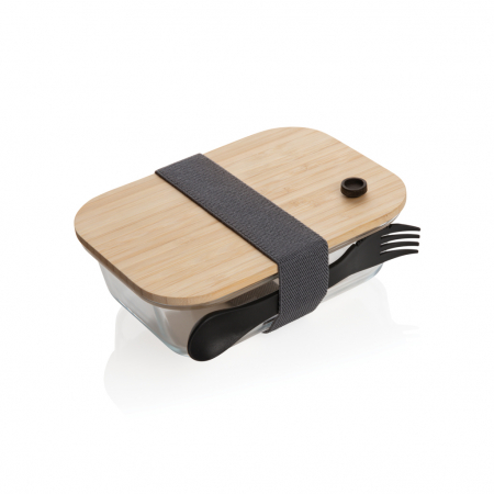 Caserola de pranz din sticla borosilicata cu capac bambus – rezistenta termic [1]