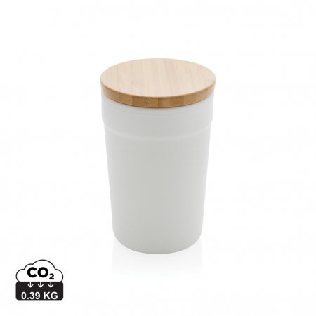 Sticle, cani si termosuri to go - Cana PP reciclat GRS 300 ml cu capac bambus