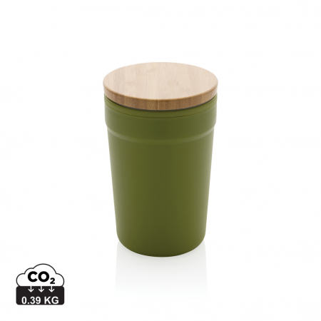 Noutati si inovatii - Cana PP reciclat GRS 300 ml cu capac bambus