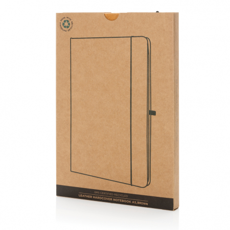 Agenda A5 piele reciclata GRS cu elastic si suport pix – personalizabila [12]