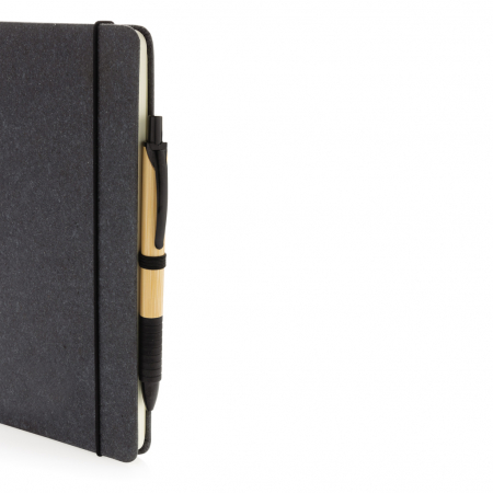 Agenda A5 piele reciclata GRS cu elastic si suport pix – personalizabila [6]