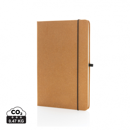 Agende, calendare si organizatoare - Agenda A5 piele reciclata GRS cu elastic si suport pix – personalizabila