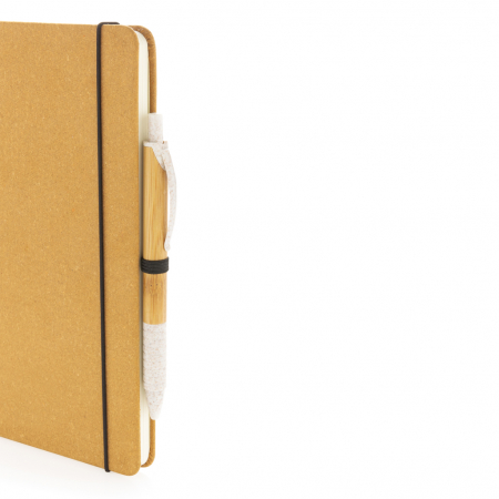 Agenda A5 piele reciclata GRS cu elastic si suport pix – personalizabila [6]
