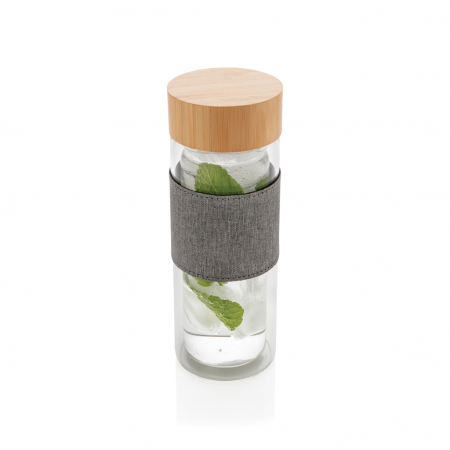 Sticla Impact cu perete dublu din sticla borosilicata si capac bambus, 360ml [1]