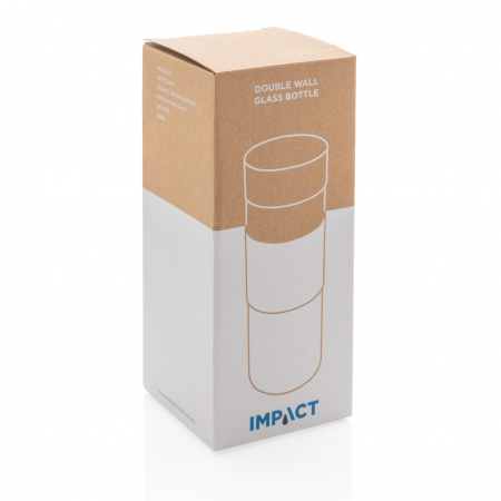 Sticla Impact cu perete dublu din sticla borosilicata si capac bambus, 360ml [19]
