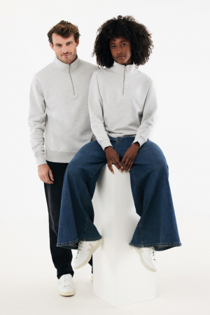 Bluza unisex IQONIQ Elgon, bumbac organic si reciclat, cu fermoar sfert, 300 GSM [14]