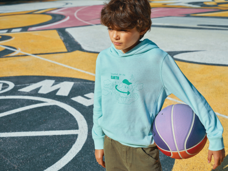 Hanorac copii IQONIQ Yengo, bumbac organic si reciclat, cu buzunare laterale [24]