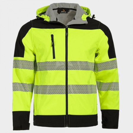Jacheta softshell HiVis NOBEL PRO 2.0 cu gluga si benzi reflectorizante [0]