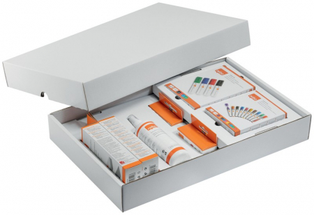 Table magnetice (whiteboard-uri) - Kit accesorii NOBO Move & Meet, pentru sistemul mobil, include 14 markere, 20 magneti, 2 bureti si spray de curatare 250 ml