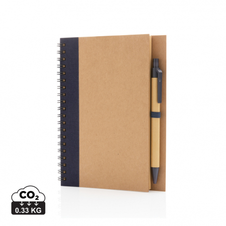 Noutati si inovatii - Agenda cu spira si coperta kraft, cu pix – personalizabila si eco-friendly