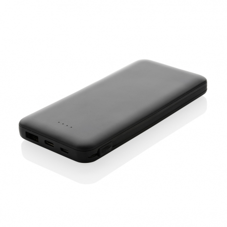 Powerbank 10.000 mAh din plastic reciclat RCS, cabluri integrate – Lockhart [1]