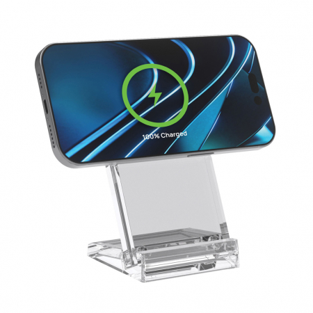 Stand de incarcare wireless magnetic 15W Magcharge, acrilic transparent [3]