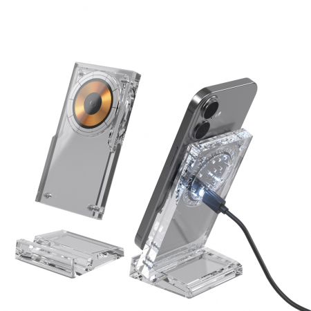 Stand de incarcare wireless magnetic 15W Magcharge, acrilic transparent [6]