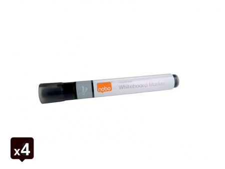 Marker NOBO, pentru table si flipcharturi, cerneala lichida, varf tip dalta 5-12 mm, standard, blister, 4 buc/set [3]