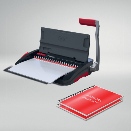 Masina de indosariat GBC CombBind CB12, manuala, cu spire din plastic, A4, 12/165 coli, negru-argintiu [8]