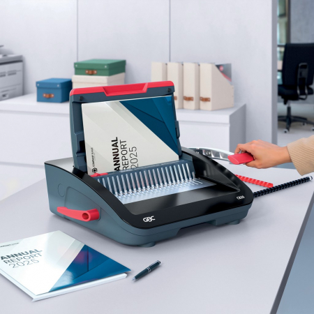 Masina de indosariat GBC CombBind CB20, manuala, cu spire din plastic, A4, 20/240 coli, negru-argintiu [1]
